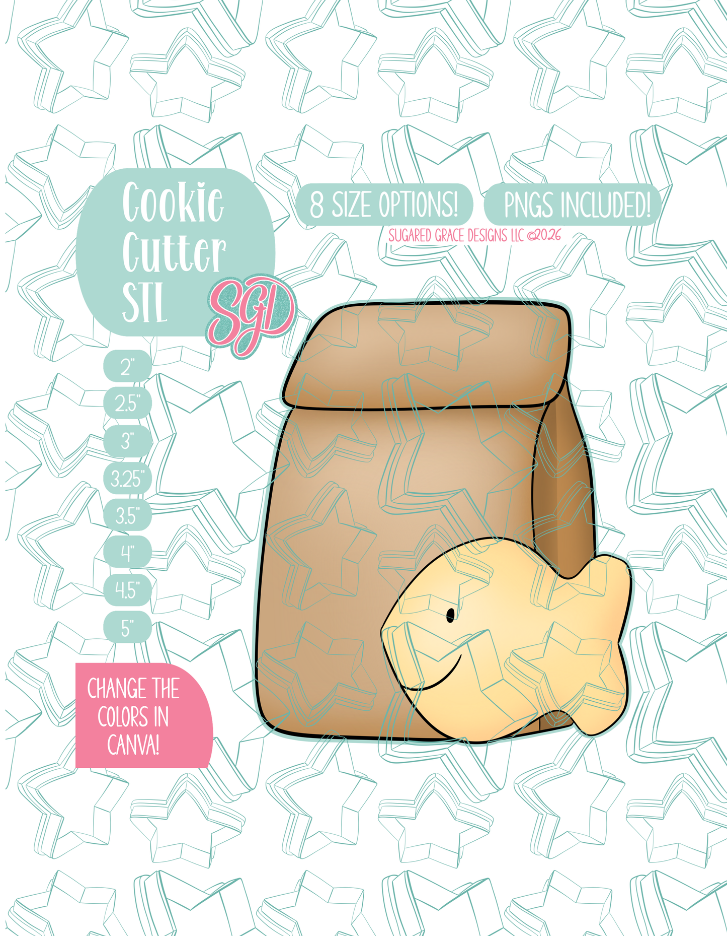 Back to School Lunch Bag Cookie Cutter STL and Matching PNG Image