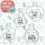 Halloween Potion Bottle PNG Image Set for Edible Ink Printers - Hand Drawn Graphics