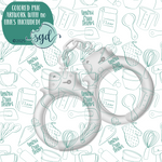 Police Handcuffs Cookie Cutter with PNG Images to Match - Hand Drawn Graphics for Edible Ink Printers