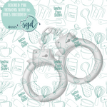 Silver Handcuffs Cookie Cutter STL File with PNG Images to Match - For 3D Printing and Edible Ink Printers