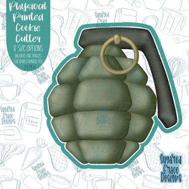 Army Military Hand Grenade Cookie Cutter with Matching PNG Images for Edible Ink Printers Including Eddie