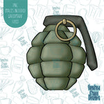 Army Military Hand Grenade Cookie Cutter with Matching PNG Images for Edible Ink Printers Including Eddie