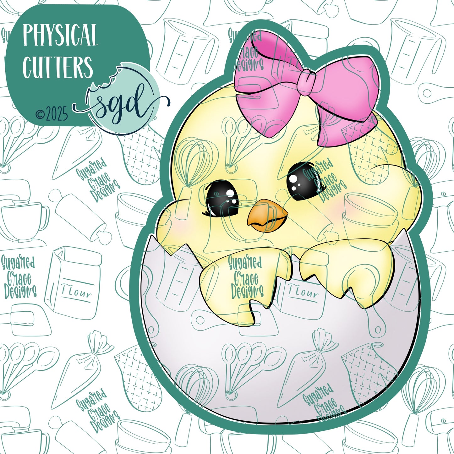Hatched Easter Chick Cookie Cutter with PNG Images to Match - Hand Drawn Graphics for Edible Ink Printers