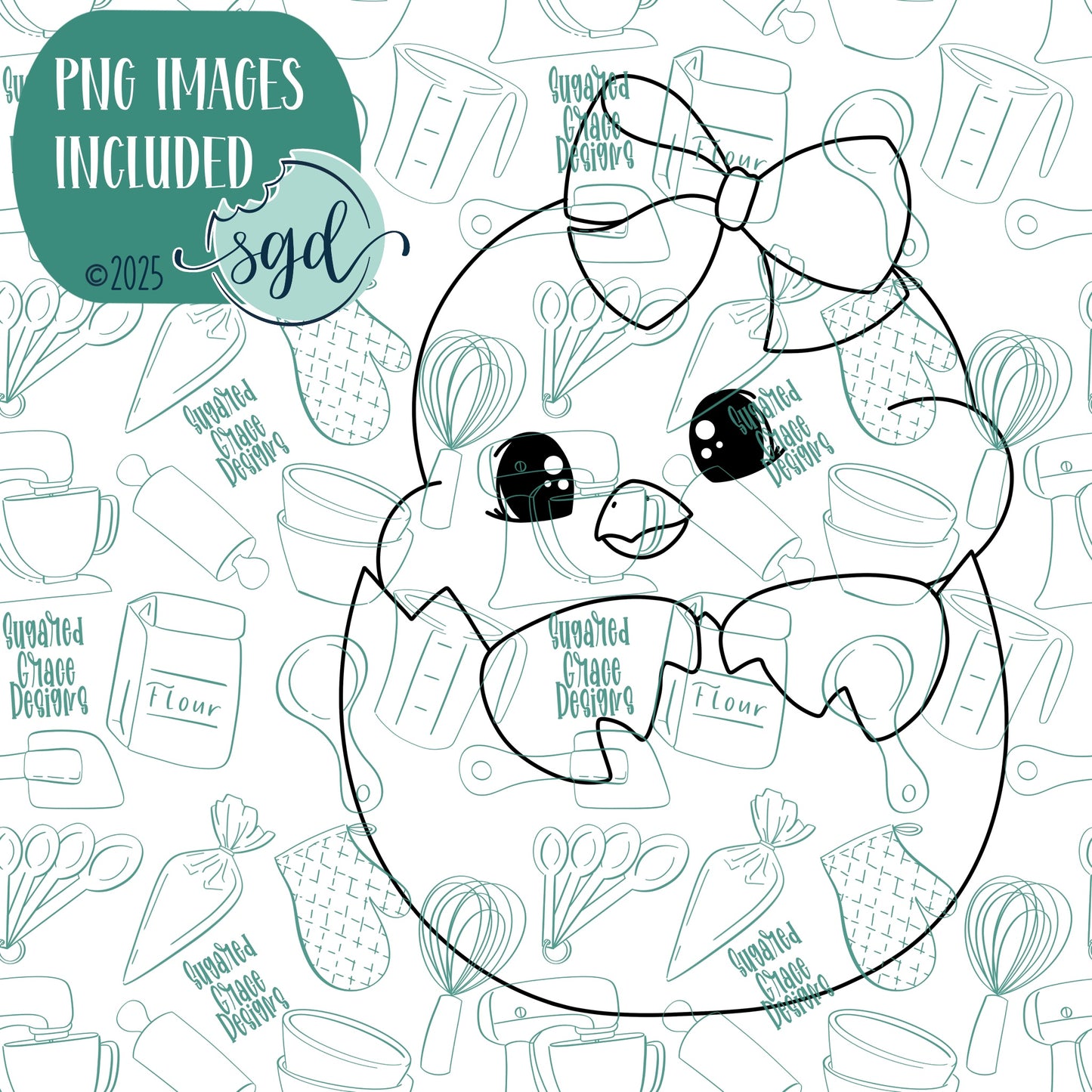 Hatched Easter Chick Cookie Cutter with PNG Images to Match - Hand Drawn Graphics for Edible Ink Printers