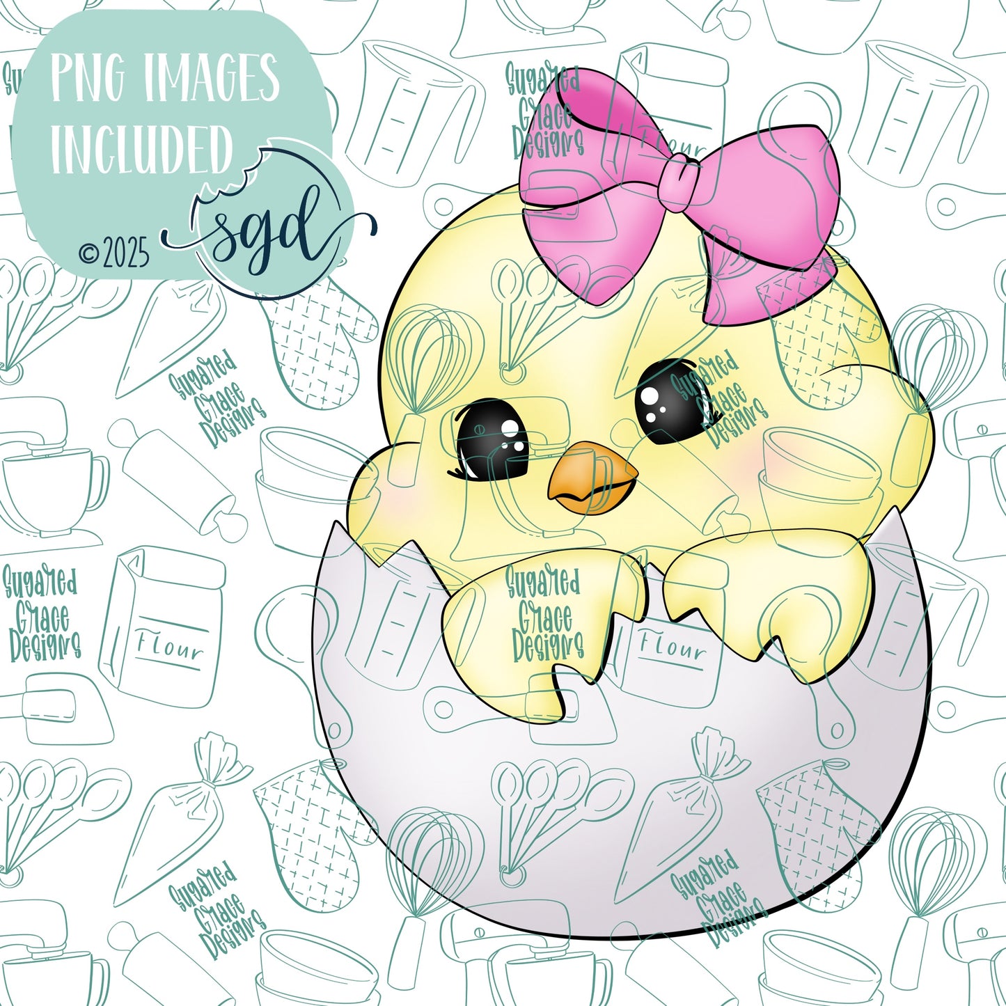 Hatched Easter Chick Cookie Cutter STL File  with PNG Images to Match - For 3D Printing and Edible Ink Printers