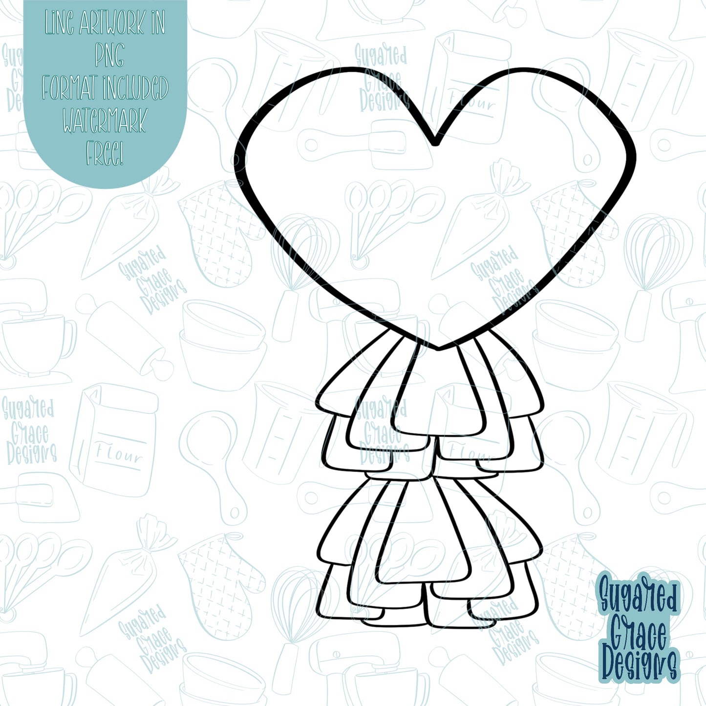Heart Balloon with Tassels Cookie Cutter with Matching PNG Images for Edible Ink Printers Including Eddie