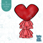 Heart Balloon With Tassels Cookie Cutter with Matching PNG Images for Edible Ink Printers Including Eddie