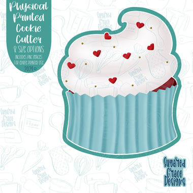 Cupcake with Heart Sprinkles Cookie Cutter with Matching PNG Images for Edible Ink Printers Including Eddie