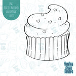 Cupcake with Heart Sprinkles Cookie Cutter with Matching PNG Images for Edible Ink Printers Including Eddie