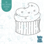 Cupcake with Heart Sprinkles Cookie Cutter with Matching PNG Images for Edible Ink Printers Including Eddie