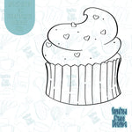 Cupcake with Heart Sprinkles Cookie Cutter with Matching PNG Images for Edible Ink Printers Including Eddie