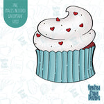 Cupcake with Heart Sprinkles Cookie Cutter with Matching PNG Images for Edible Ink Printers Including Eddie