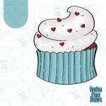 Cupcake with Heart Sprinkles Cookie Cutter with Matching PNG Images for Edible Ink Printers Including Eddie