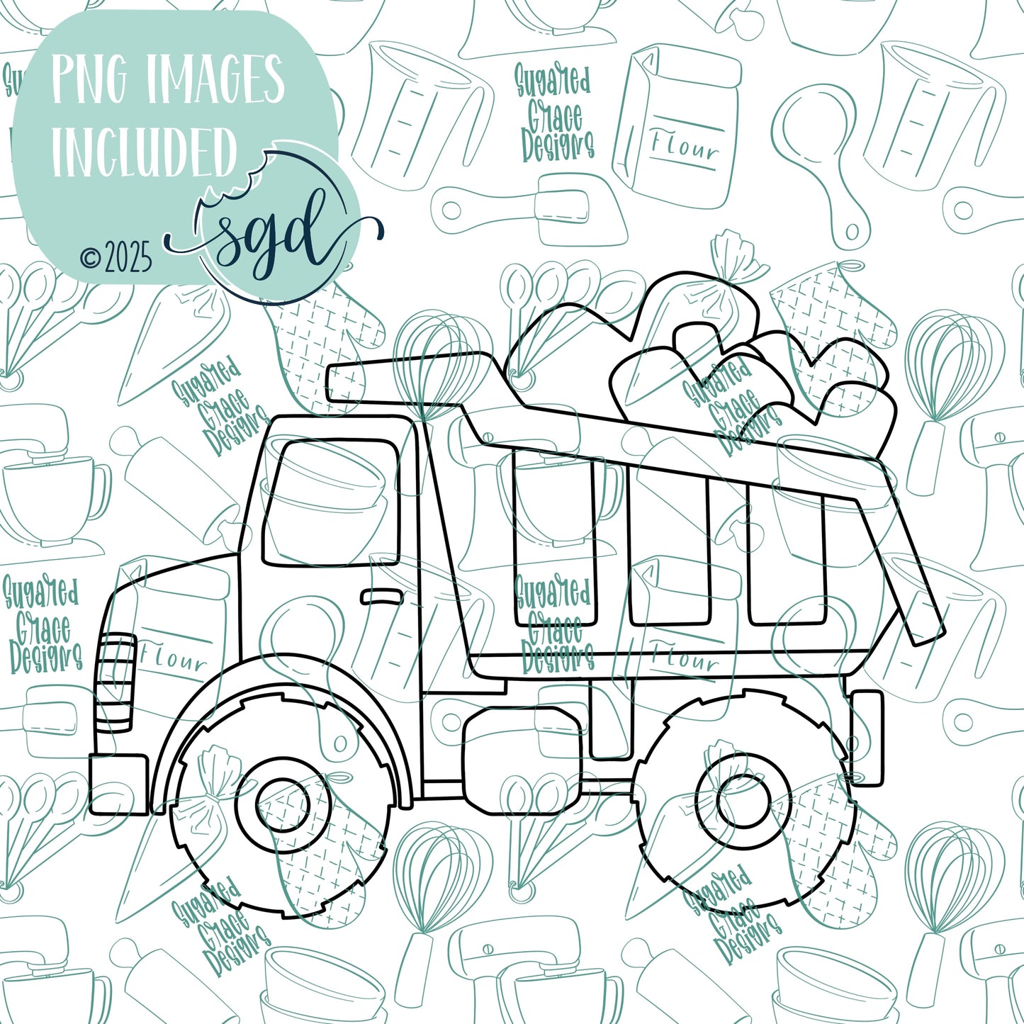 Love You Loads Dump Truck Cookie Cutter STL File  with PNG Images to Match - For 3D Printing and Edible Ink Printers