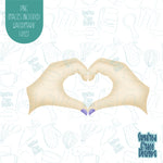 Heart Hands cookie cutter with png images for edible ink printers including Eddie