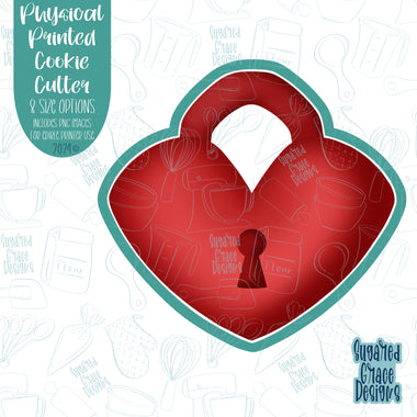 Heart Shaped Lock Cookie Cutter with Matching PNG Images for Edible Ink Printers Including Eddie