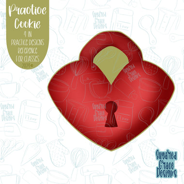 Heart Shaped Lock Practice Cookie For Perfecting Sugar Cookie Decorating Skills