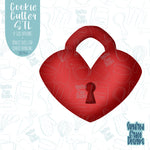 Heart Shaped Lock Cookie Cutter with Matching PNG Images for Edible Ink Printers Including Eddie