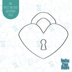 Heart Shaped Lock Cookie Cutter with Matching PNG Images for Edible Ink Printers Including Eddie