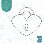 Heart Shaped Lock Cookie Cutter with Matching PNG Images for Edible Ink Printers Including Eddie