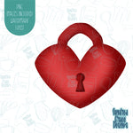 Heart Shaped Lock Cookie Cutter with Matching PNG Images for Edible Ink Printers Including Eddie