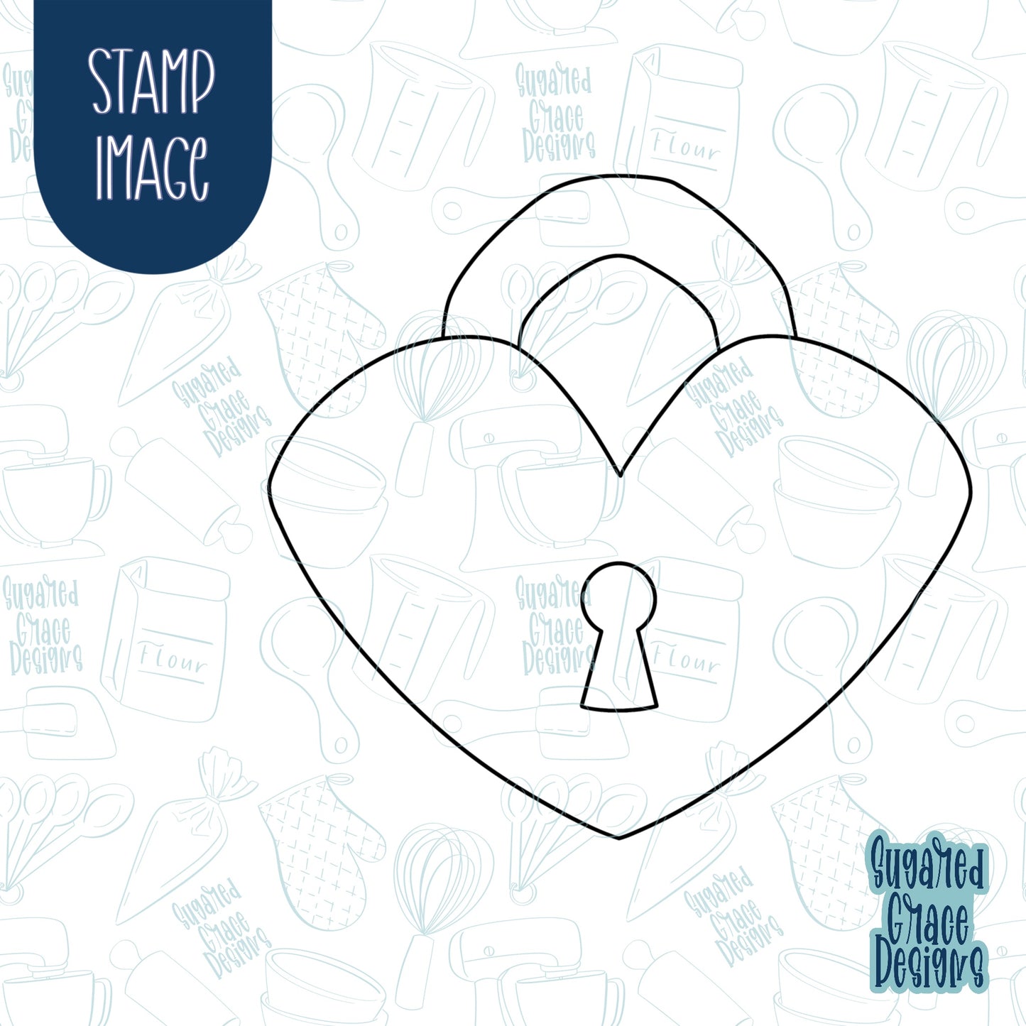 Heart Shaped Lock Cookie Cutter with Matching Stamp For Fondant