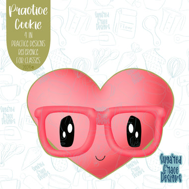 Heart With Glasses Practice Cookie for Perfecting Sugar Cookie Decorating Skills