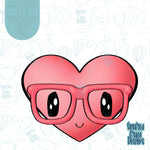 Heart with glasses cookie cutter stl files for 3D printing with matching png images for edible ink printers including Eddie