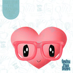 Heart with glasses cookie cutter stl files for 3D printing with matching png images for edible ink printers including Eddie