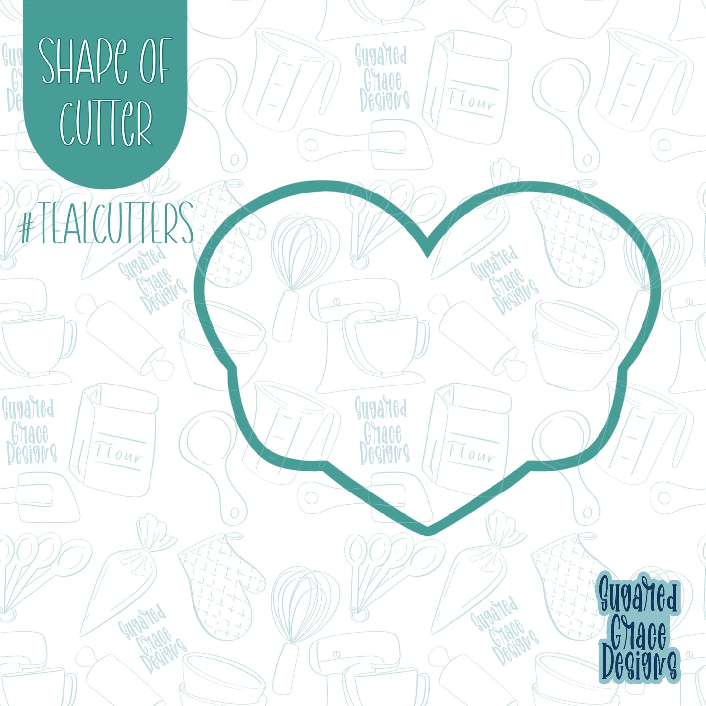 Cute Nerdy Heart With Glasses Cookie Cutter with Matching PNG Images for Edible Ink Printers Including Eddie