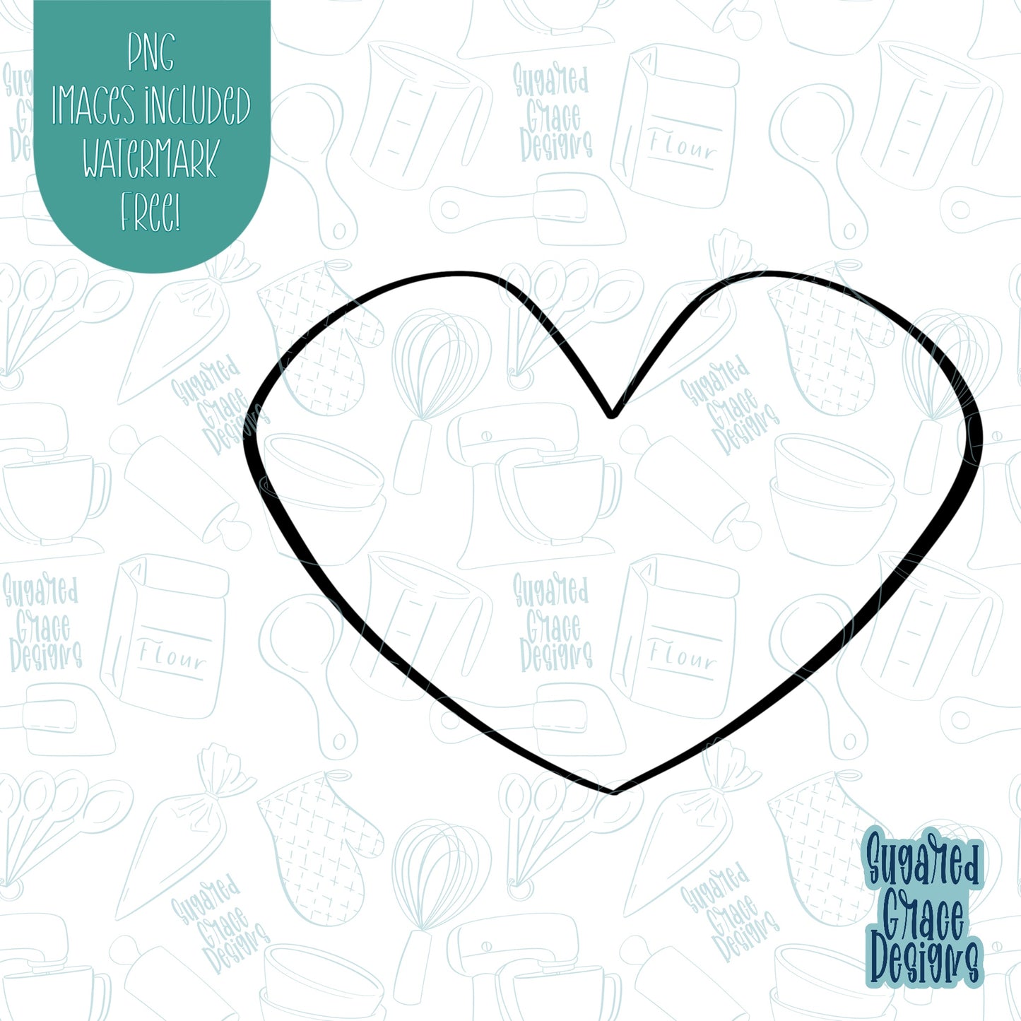 Valentines Day Heart Cookie Cutter with Matching Images for Edible Ink Printers Including Eddie