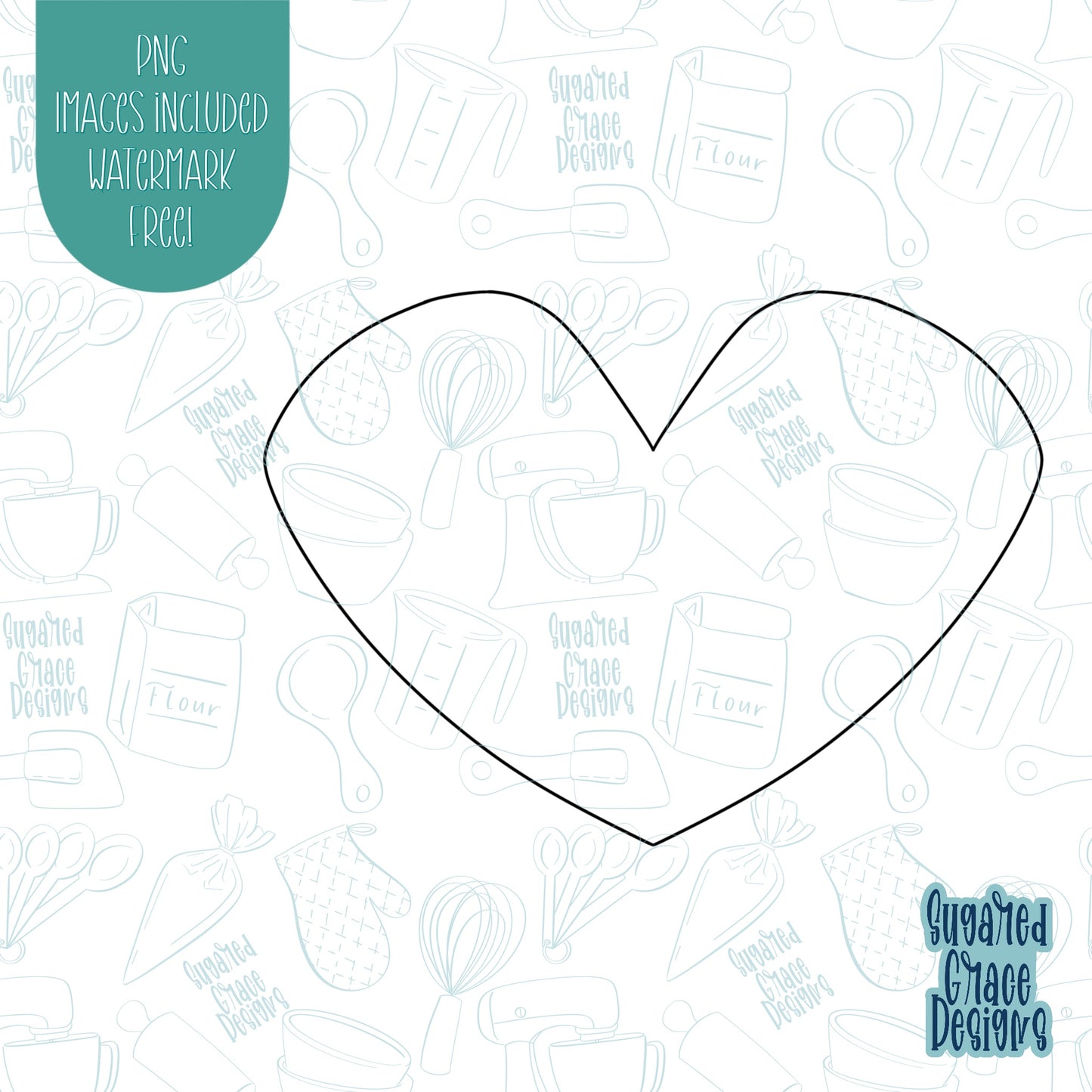 Valentines Day Heart Cookie Cutter with Matching Images for Edible Ink Printers Including Eddie