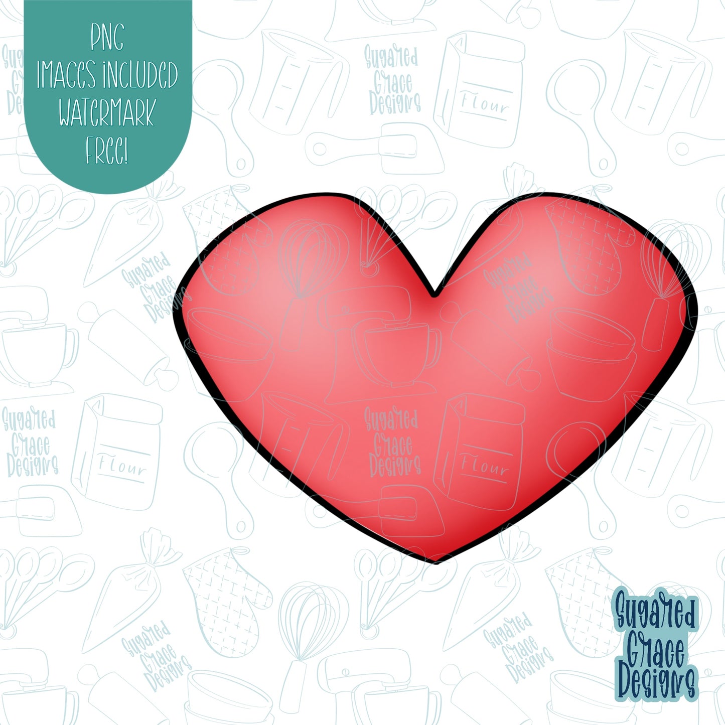 Valentines Day Heart Cookie Cutter with Matching Images for Edible Ink Printers Including Eddie