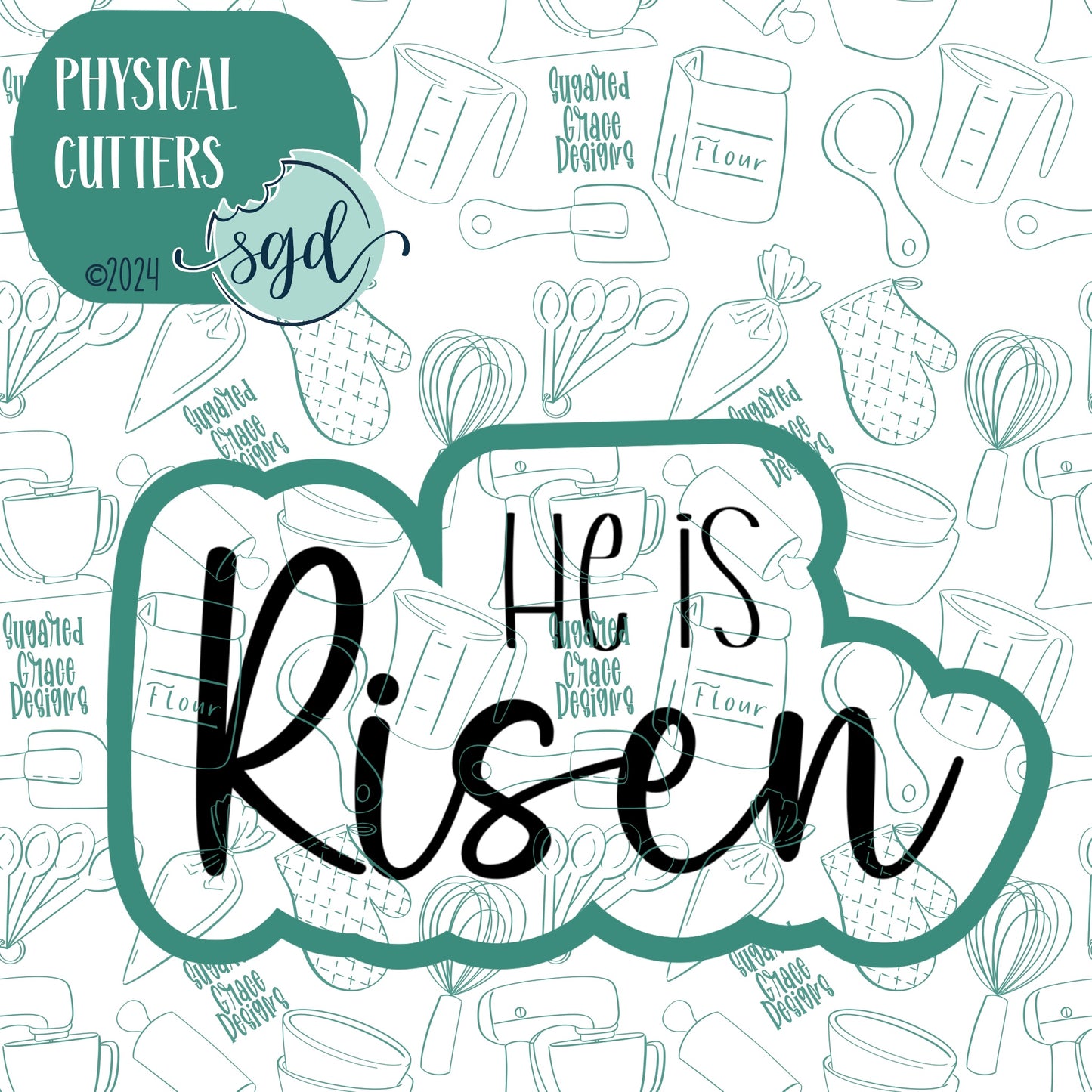 He is Risen Cookie Cutter with PNG Images to Match - Hand Drawn Graphics for Edible Ink Printers