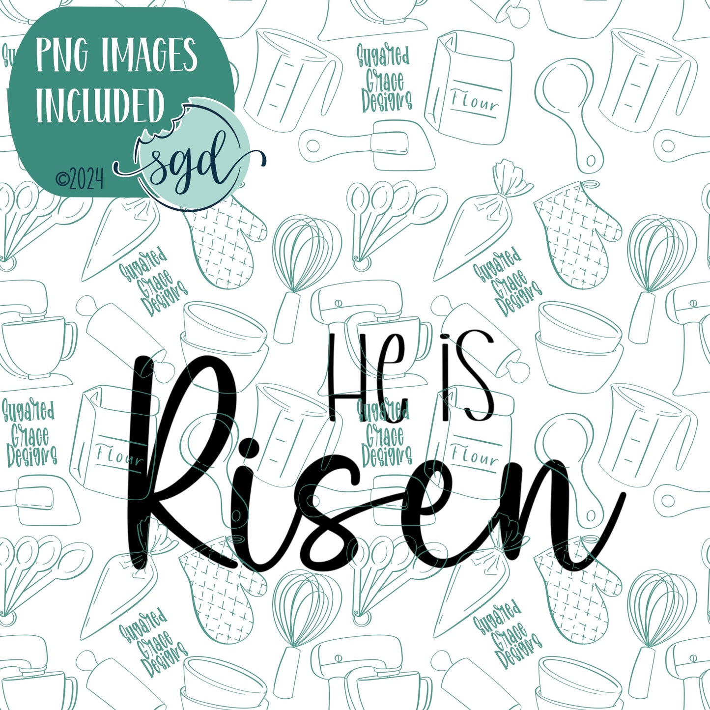 He is Risen Cookie Cutter with PNG Images to Match - Hand Drawn Graphics for Edible Ink Printers