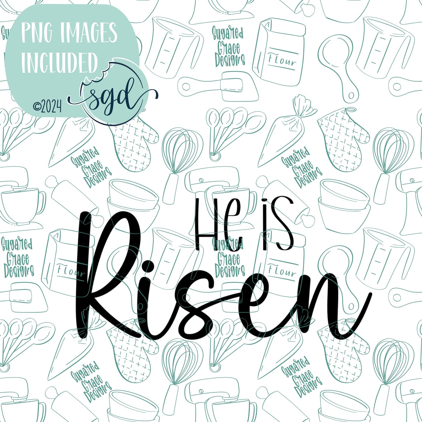 He Is Risen Word Plaque Cookie Cutter STL File  with PNG Images to Match - For 3D Printing and Edible Ink Printers