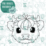 Highland Cow Cookie Cutter with PNG Images to Match - Hand Drawn Graphics for Edible Ink Printers