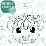 Highland Cow Cookie Cutter with PNG Images to Match - Hand Drawn Graphics for Edible Ink Printers