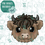 Highland Cow Cookie Cutter with PNG Images to Match - Hand Drawn Graphics for Edible Ink Printers