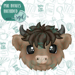 Highland Cow Cookie Cutter with PNG Images to Match - Hand Drawn Graphics for Edible Ink Printers