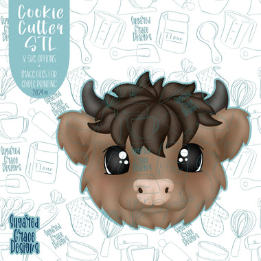 Highland Cow Cookie Cutter STL Files for 3D Printing with Matching Printable PNG Images for Edible Ink Printers Including Eddie