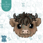 Highland Cow Cookie Cutter with Matching Printable PNG Images for Edible Ink Printers Including Eddie