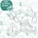 Hiking Cookie Cutter Set of 4 with PNG Images to Match - Hand Drawn Graphics for Edible Ink Printers