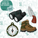 Hiking Cookie Cutter Set of 4 with PNG Images to Match - Hand Drawn Graphics for Edible Ink Printers