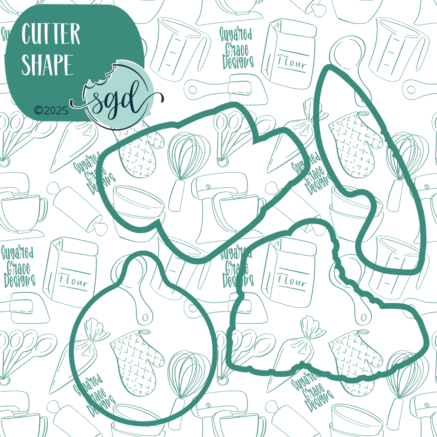 Hiking Cookie Cutter Set of 4 with PNG Images to Match - Hand Drawn Graphics for Edible Ink Printers