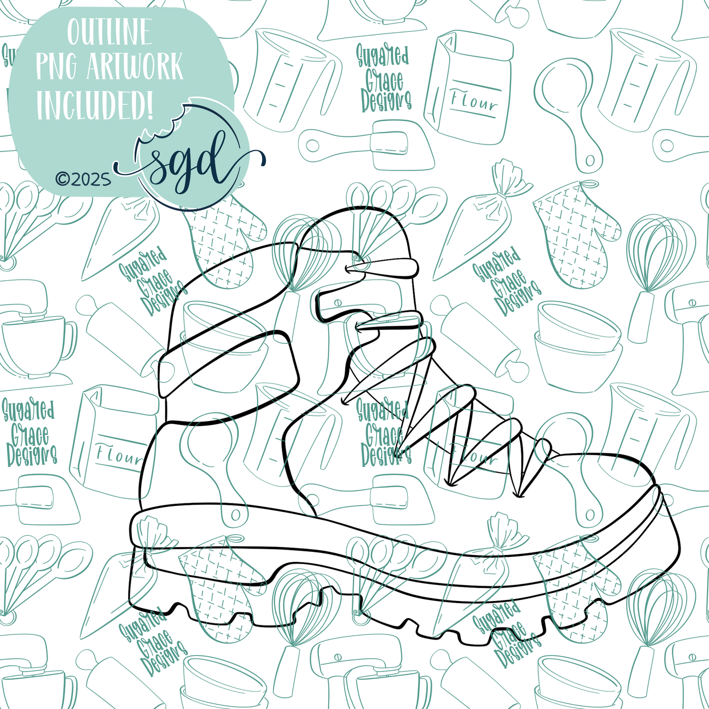 Hiking Shoe Cutter STL File with PNG Images to Match - For 3D Printing and Edible Ink Printers