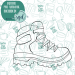 Hiking Shoe Cookie Cutter with PNG Images to Match - Hand Drawn Graphics for Edible Ink Printers