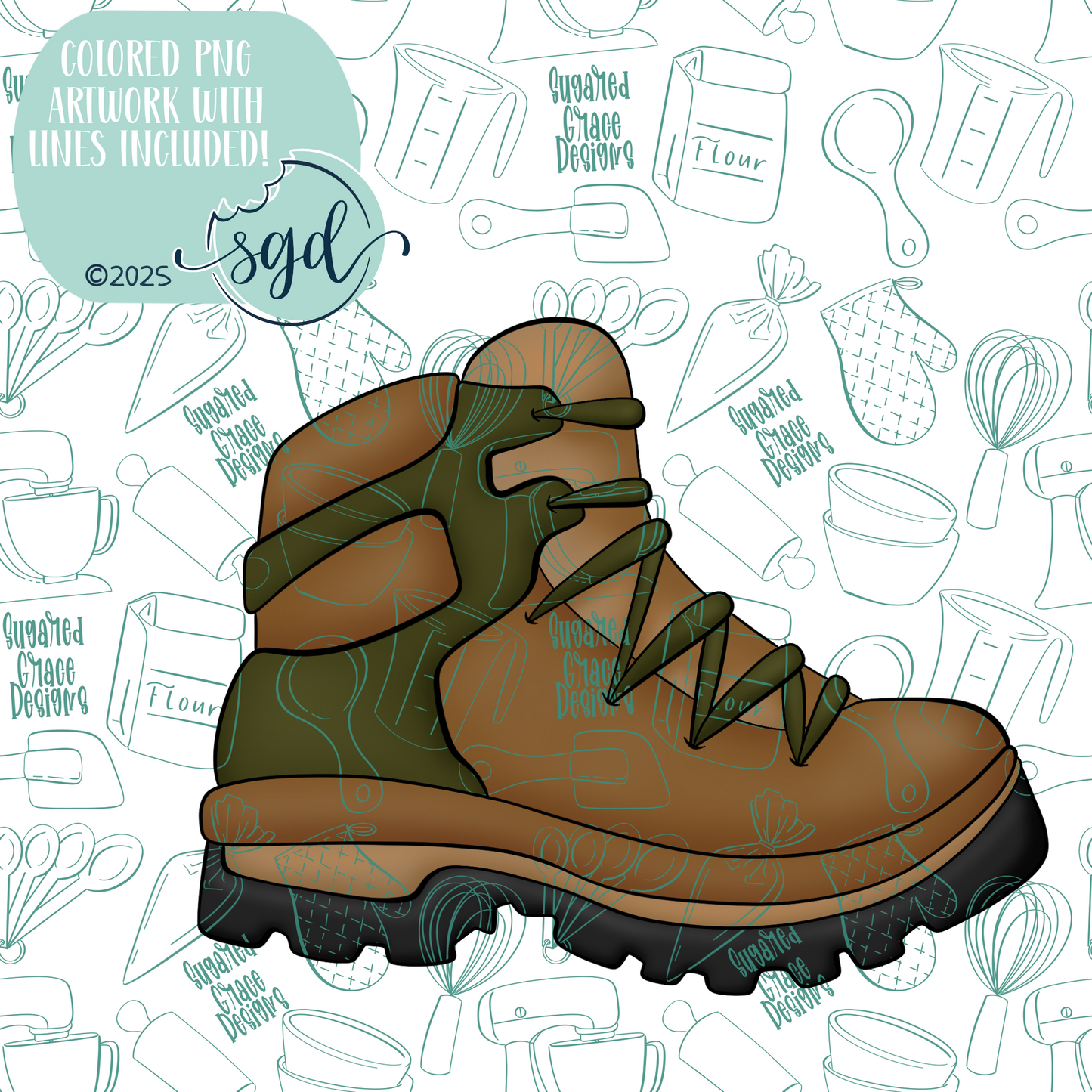 Hiking Shoe Cutter STL File with PNG Images to Match - For 3D Printing and Edible Ink Printers