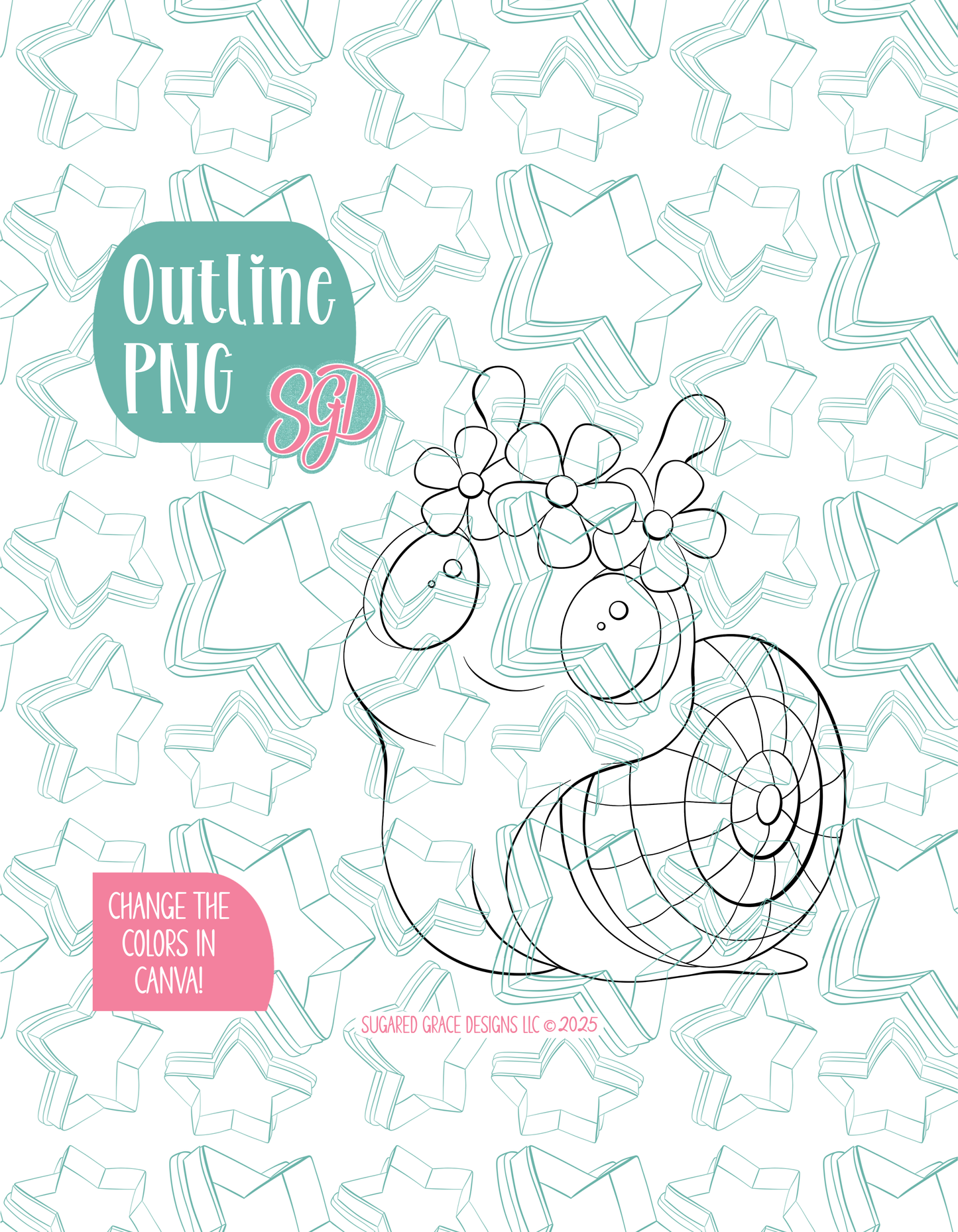 Hippie Snail Cookie Cutter with matching PNG