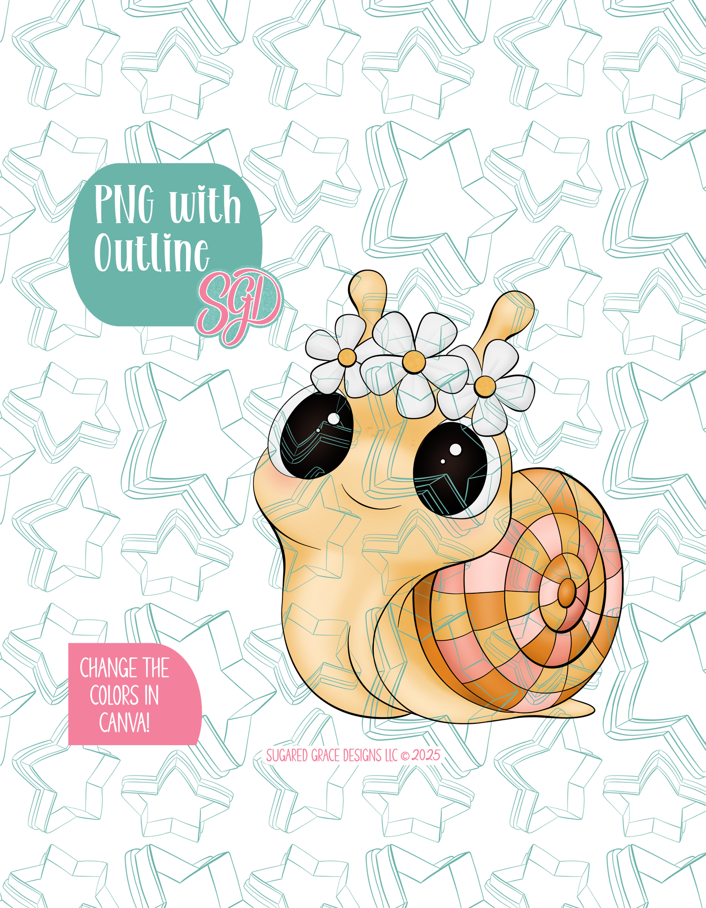 Hippie Snail Cookie Cutter with matching PNG